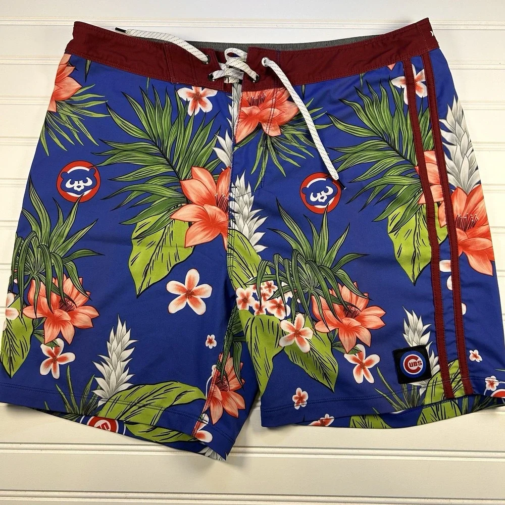 Hurley x 47 Chicago Cubs Phantom Boardshorts Mens 32 (Fits 34) Swim Trunk Floral